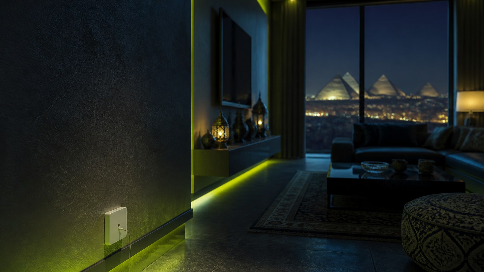 Fibre wall outlet in a living room